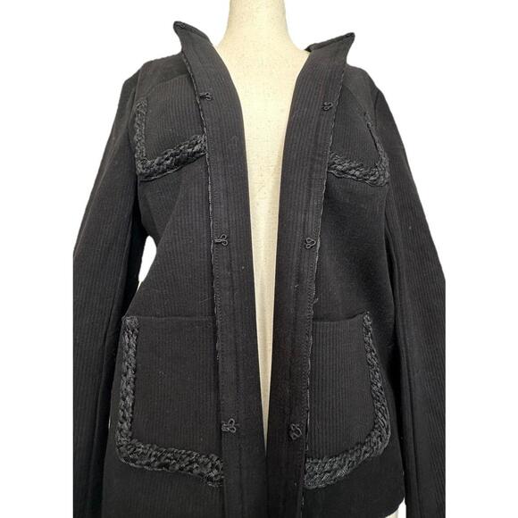 J McLaughlin Fanning Jacket Small Black Braided Trim Pockets Old Money Classic - Picture 5 of 10
